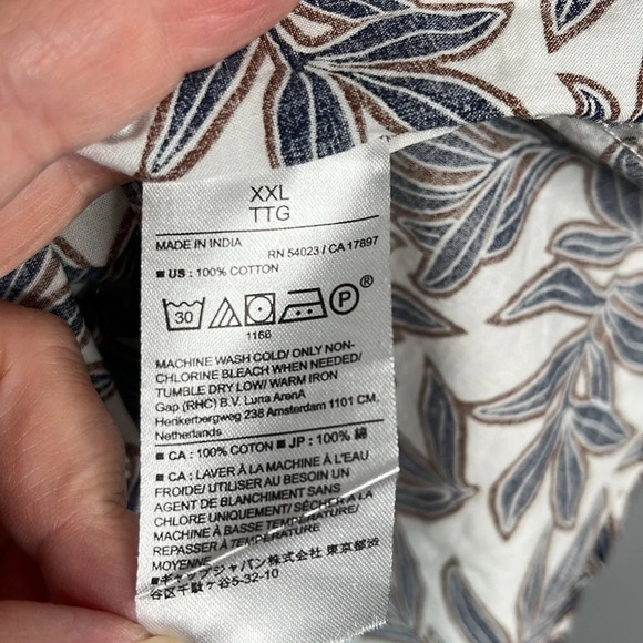 BANANA REPUBLIC Hawaiian Fern Print Slim Fit Button Down Shirt Preppy Size XXL - Picture 9 of 11